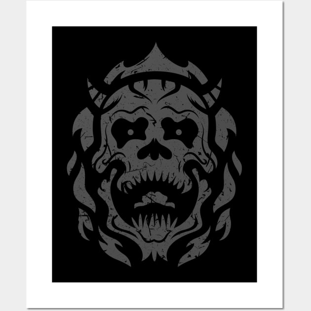 Demon Skull - Grunge Wall Art by demonigote